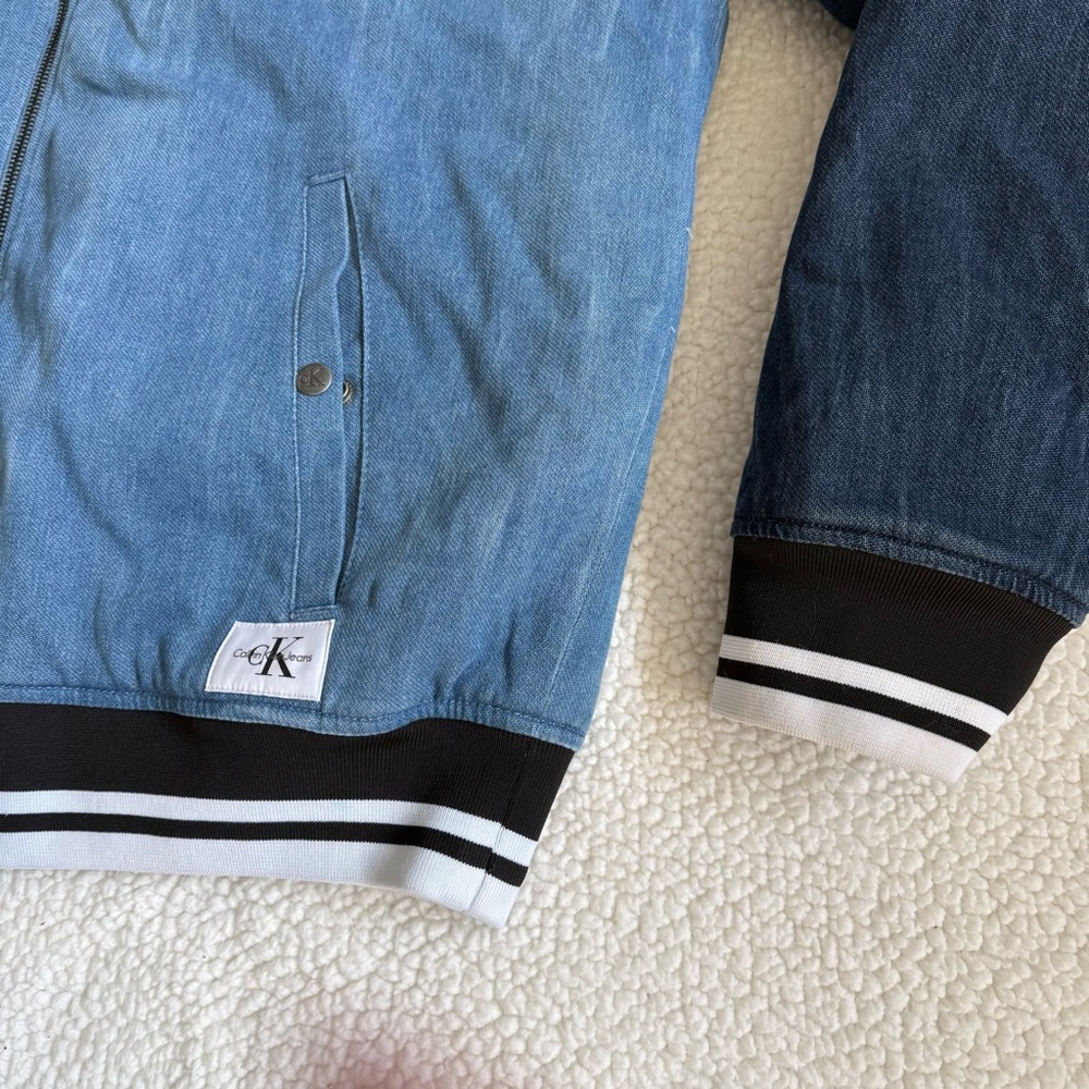 Calvin Klein denim varsity bomber jacket - Picture 4 of 8